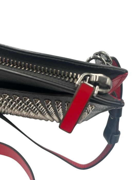 Christian Louboutin Black Leather Silver Hardware Crossbody Spikes Bag Black / Small