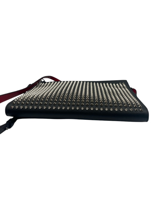 Christian Louboutin Black Leather Silver Hardware Crossbody Spikes Bag Black / Small