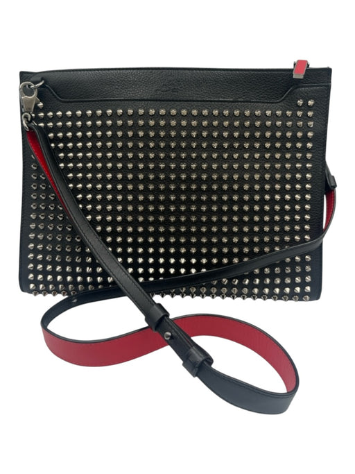 Christian Louboutin Black Leather Silver Hardware Crossbody Spikes Bag Black / Small