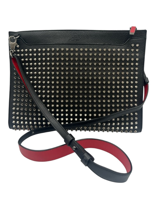 Christian Louboutin Black Leather Silver Hardware Crossbody Spikes Bag Black / Small