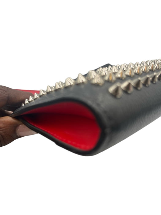 Christian Louboutin Black Leather Silver Hardware Crossbody Spikes Bag Black / Small