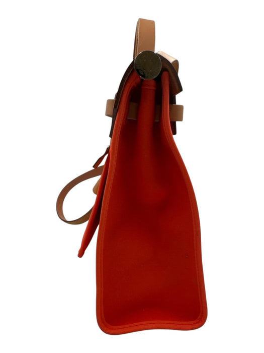 Hermes Orange Canvas Leather Silver Hardware Crossbody Certified by Entrupy Bag Orange / S/M