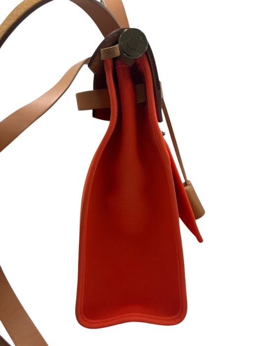 Hermes Orange Canvas Leather Silver Hardware Crossbody Certified by Entrupy Bag Orange / S/M