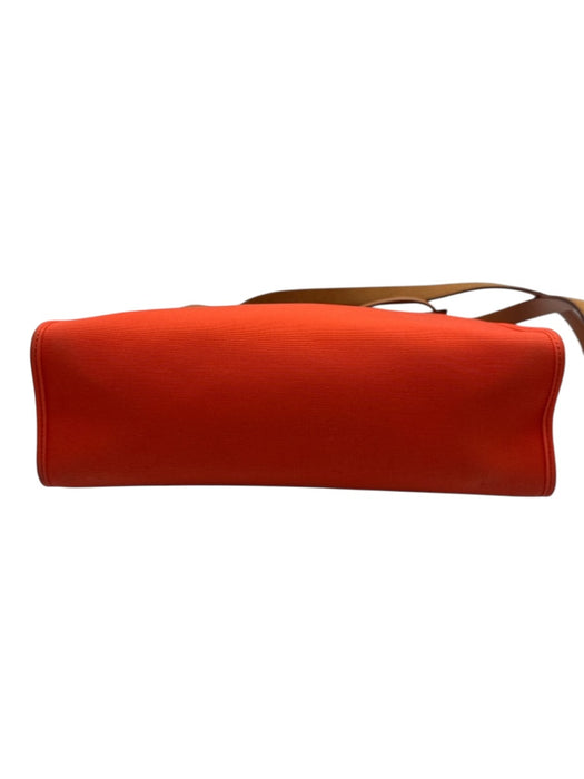 Hermes Orange Canvas Leather Silver Hardware Crossbody Certified by Entrupy Bag Orange / S/M