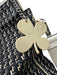 Chanel Black, Beige & Blue Canvas Leather Clover Vintage Bag Black, Beige & Blue / Large