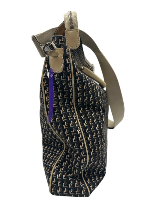 Chanel Black, Beige & Blue Canvas Leather Clover Vintage Bag Black, Beige & Blue / Large