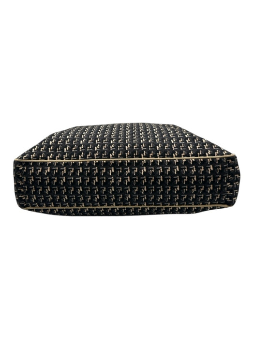 Chanel Black, Beige & Blue Canvas Leather Clover Vintage Bag Black, Beige & Blue / Large