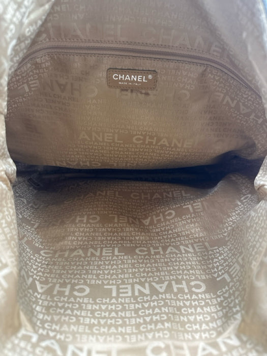Chanel Black, Beige & Blue Canvas Leather Clover Vintage Bag Black, Beige & Blue / Large