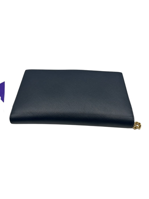 Ferragamo Navy Leather Bow Coated Gold Hardware Wallet on a Chain Bag Navy / XS
