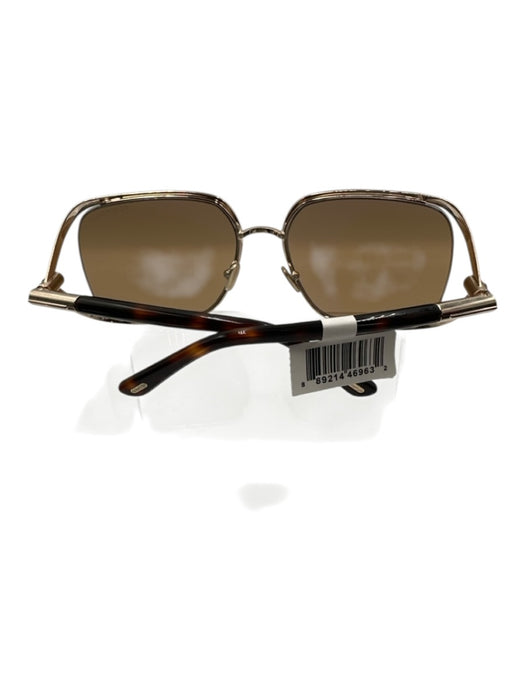 Tom Ford Gold & Brown Metal Gradient Oversize Gold Hardware Case Inc. Sunglasses Gold & Brown