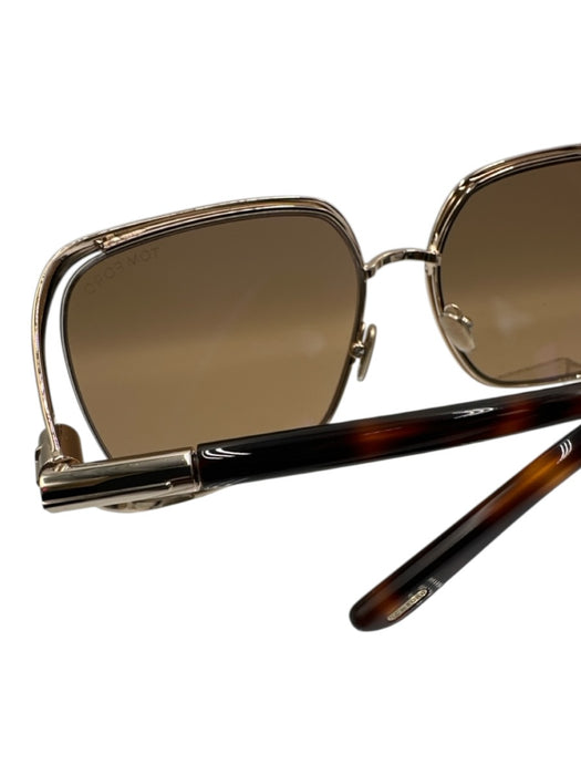 Tom Ford Gold & Brown Metal Gradient Oversize Gold Hardware Case Inc. Sunglasses Gold & Brown