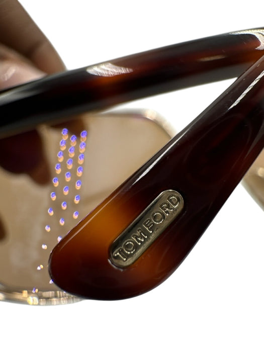 Tom Ford Gold & Brown Metal Gradient Oversize Gold Hardware Case Inc. Sunglasses Gold & Brown