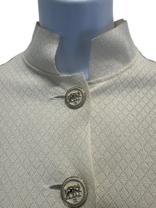 Chanel Size 38 Cream Silk Blend Buttons Long Sleeve Light Weight Jacket Cream / 38