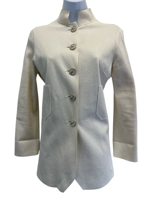 Chanel Size 38 Cream Silk Blend Buttons Long Sleeve Light Weight Jacket Cream / 38