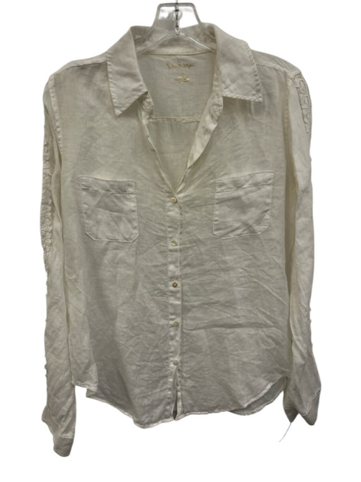 Lilly Pulitzer Size Small Off White Linen Button Down Long Sleeve Collared Top Off White / Small
