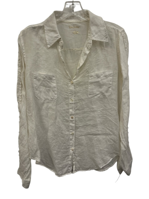 Lilly Pulitzer Size Small Off White Linen Button Down Long Sleeve Collared Top Off White / Small