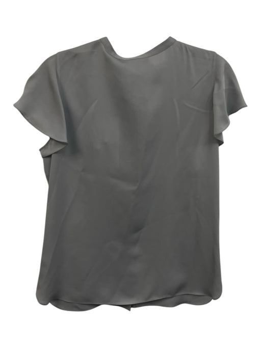 Theory Size Small Gray Silk Flutter Cap sleeve Button Down Blouse Top Gray / Small