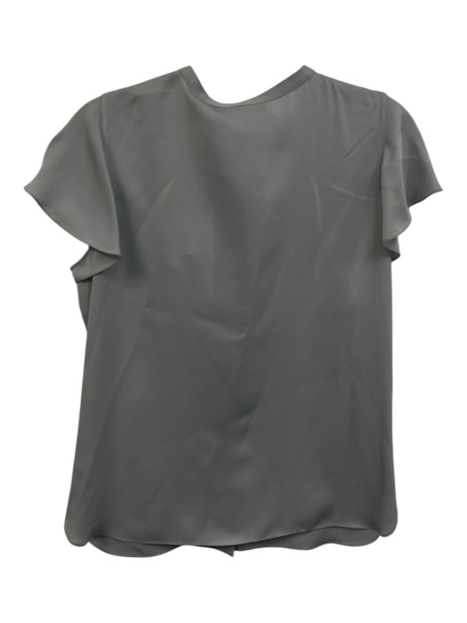 Theory Size Small Gray Silk Flutter Cap sleeve Button Down Blouse Top Gray / Small