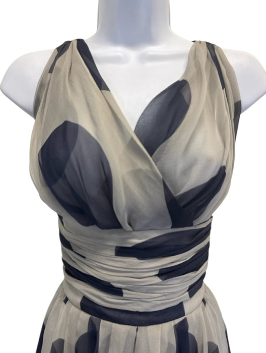 Chanel Size 36 Gray & Navy Silk Abstract Sheer Vintage Scarf Included Skirt Set Gray & Navy / 36