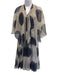 Chanel Size 36 Gray & Navy Silk Abstract Sheer Vintage Scarf Included Skirt Set Gray & Navy / 36
