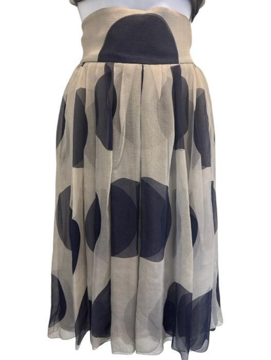 Chanel Size 36 Gray & Navy Silk Abstract Sheer Vintage Scarf Included Skirt Set Gray & Navy / 36
