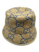 Gucci Tan & blue Straw Monogram Raffia Bucket Hat Tan & blue / Small
