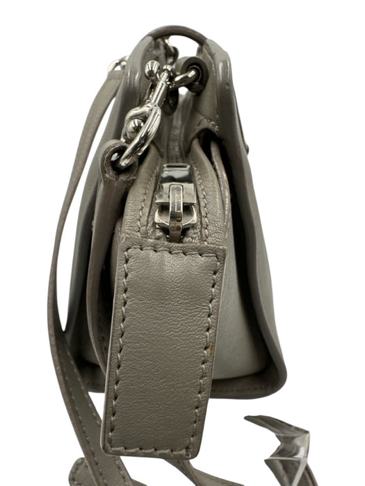 Saint Laurent Gray Leather Logo Silver Hardware Crossbody Bag Gray / Mini