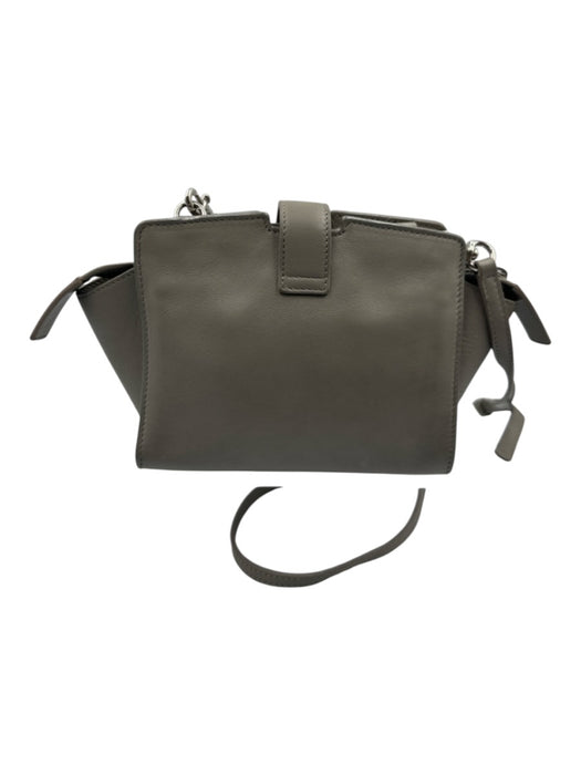 Saint Laurent Gray Leather Logo Silver Hardware Crossbody Bag Gray / Mini
