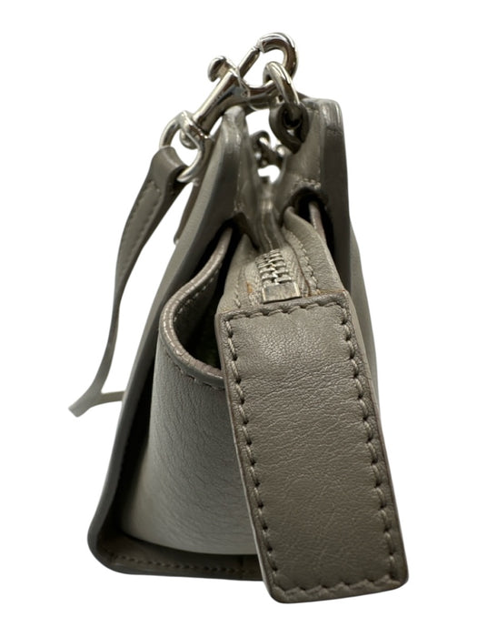 Saint Laurent Gray Leather Logo Silver Hardware Crossbody Bag Gray / Mini