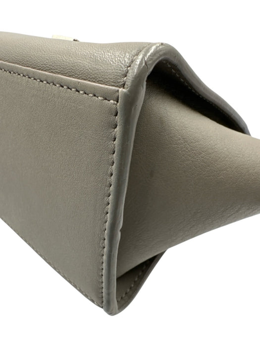 Saint Laurent Gray Leather Logo Silver Hardware Crossbody Bag Gray / Mini