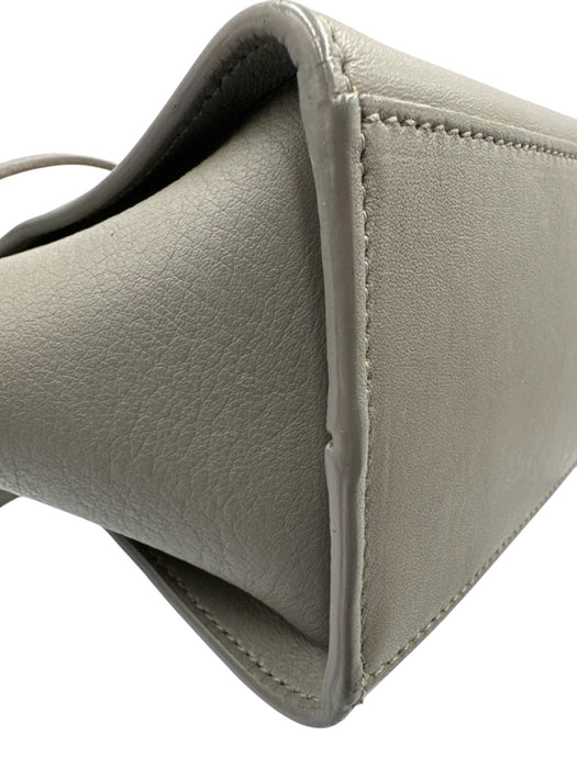 Saint Laurent Gray Leather Logo Silver Hardware Crossbody Bag Gray / Mini