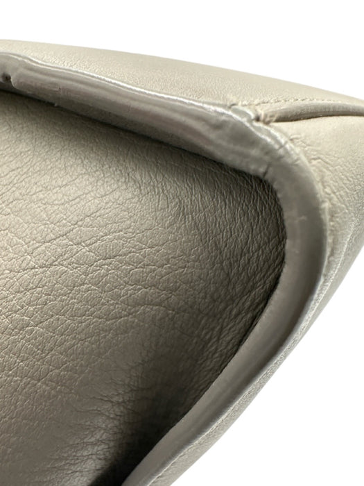 Saint Laurent Gray Leather Logo Silver Hardware Crossbody Bag Gray / Mini