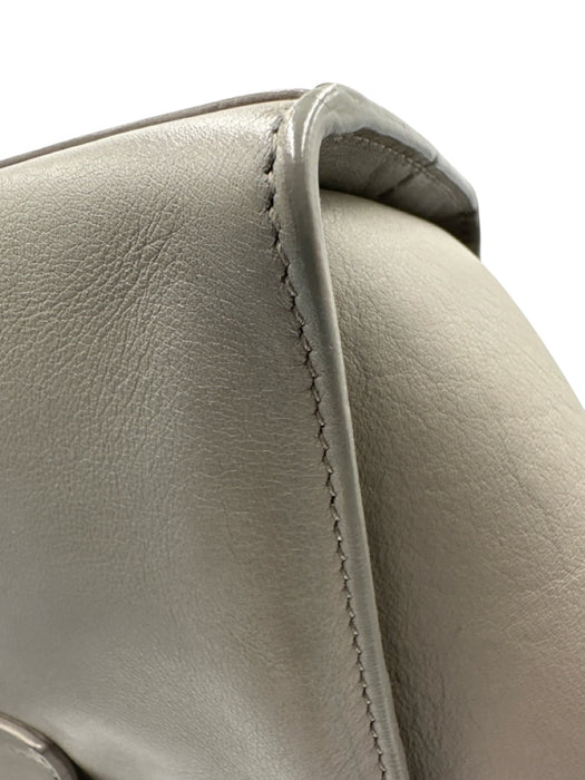 Saint Laurent Gray Leather Logo Silver Hardware Crossbody Bag Gray / Mini