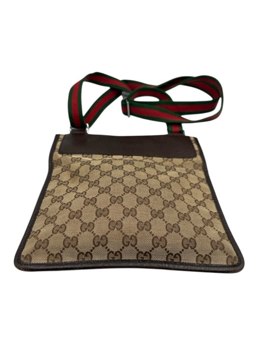 Gucci Beige & Brown print Canvas Leather Accent Web Crossbody Vintage Bag Beige & Brown print / Small
