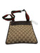 Gucci Beige & Brown print Canvas Leather Accent Web Crossbody Vintage Bag Beige & Brown print / Small