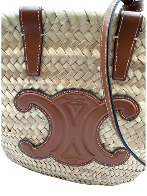 Celine Natural Straw Leather straps Basket Logo Bag Natural / S/M