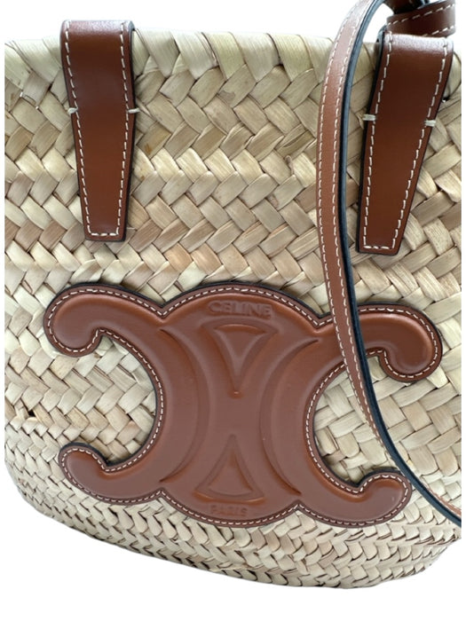 Celine Natural Straw Leather straps Basket Logo Bag Natural / S/M