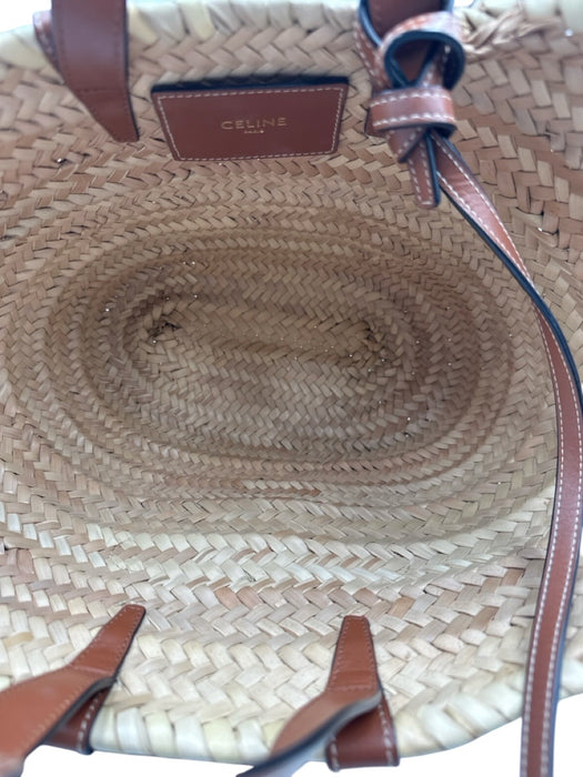 Celine Natural Straw Leather straps Basket Logo Bag Natural / S/M