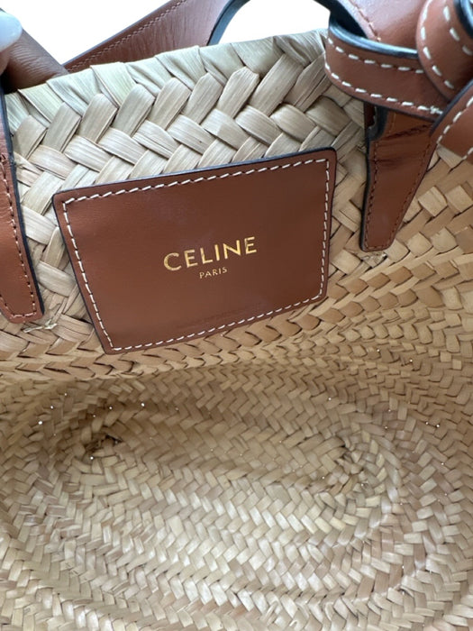 Celine Natural Straw Leather straps Basket Logo Bag Natural / S/M