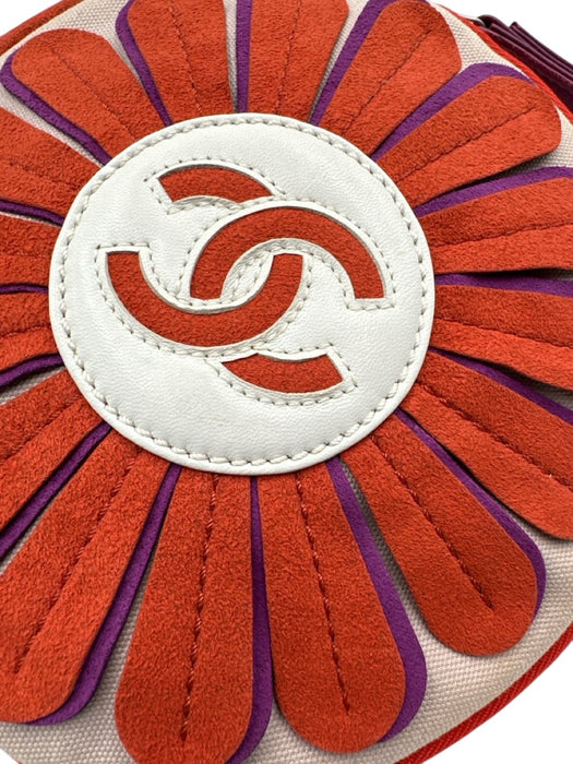 Chanel Orange & Purple Canvas Suede Flower Logo Certified by Entrupy Bag Orange & Purple / XS