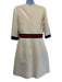 Gucci Size 44 Cream Wool & Silk Blend Web Stripe 3/4 Sleeve Back Zip Dress Cream / 44