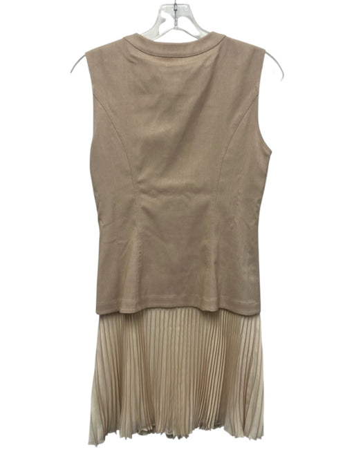 Cartolina Size XS Beige Polyester Blend Fabric Block Accordion Pleats Dress Beige / XS