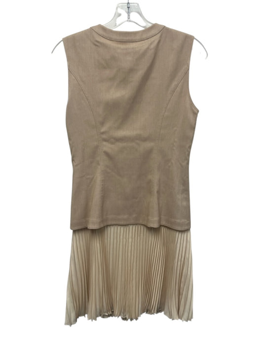 Cartolina Size XS Beige Polyester Blend Fabric Block Accordion Pleats Dress Beige / XS