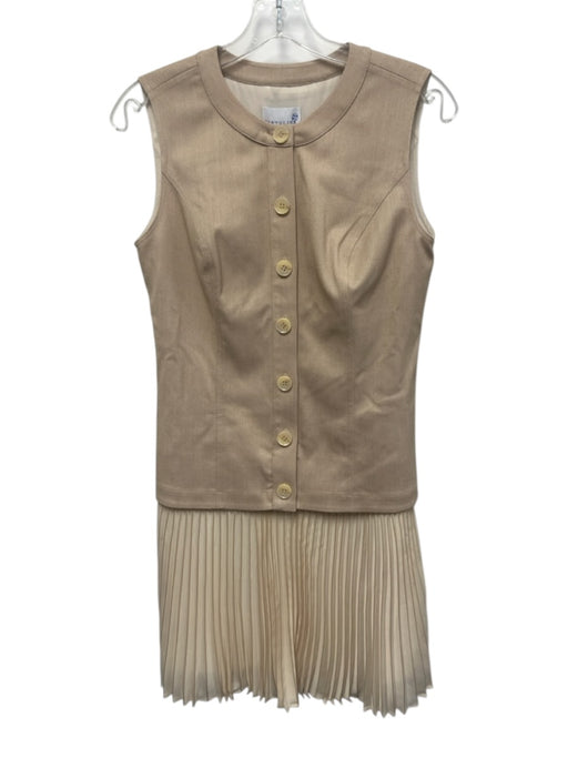 Cartolina Size XS Beige Polyester Blend Fabric Block Accordion Pleats Dress Beige / XS