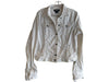 Polo Jeans Size Large White Cotton Contrast Stitch Button Front Jacket White / Large