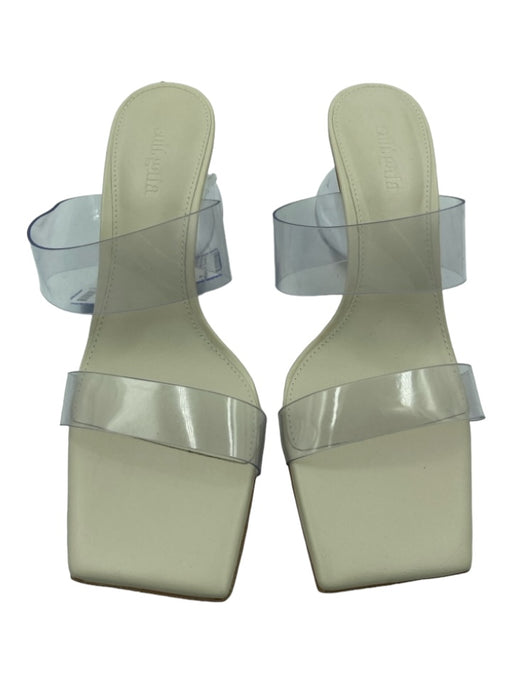 Cult Gaia Shoe Size 37.5 Off-White & Clear PVC Leather Sole Heel Mule Sandals Off-White & Clear / 37.5