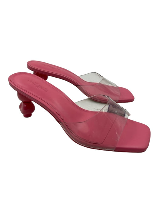 Cult Gaia Shoe Size 37.5 Pink & Clear PVC Leather Sole Mule Heel Sandals Pink & Clear / 37.5