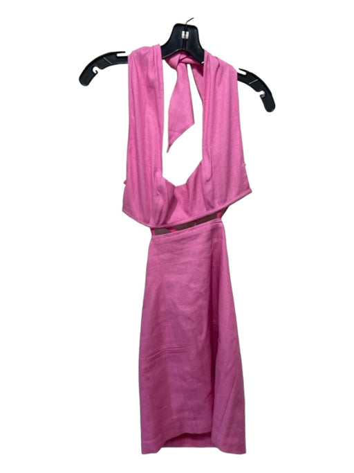 Jacquemus Size 38/S Pink Linen Blend Cut Outs Sleeveless Dress Pink / 38/S