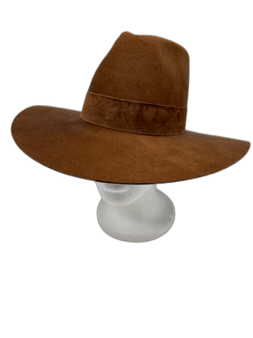 Janessa Leone Brown Wool Wide Brim Hat Brown / Small