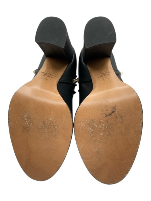 Valentino Shoe Size 37.5 Black Leather Rockstud Pyramid Studs Block Heel Booties Black / 37.5